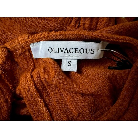 Olivaceous Rust Tired Ruffle Gypsy Sleeve 100% Cotton Gauze Top Blouse Sz S NEW - Picture 5 of 6